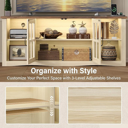 YESHOMY Farmhouse LED TV Stand - Image 6