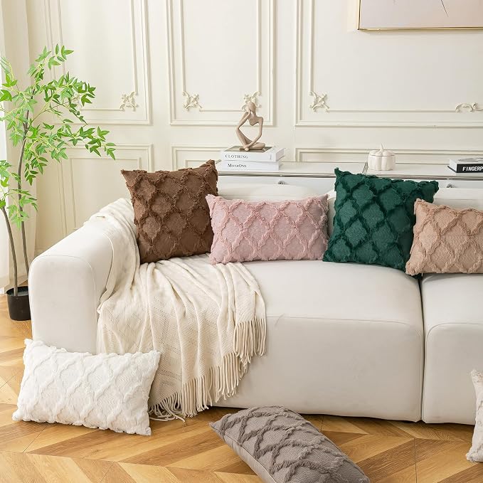 Set of 2 Soft Moroccan Throw Pillow Covers 20x20 Inch Plush Boho Decorative - Image 2