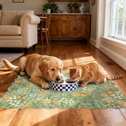 Front Door Mat Indoor Outside Entrance, 2x3 Sage Green Floral Rug | Non-Slip - Image 5