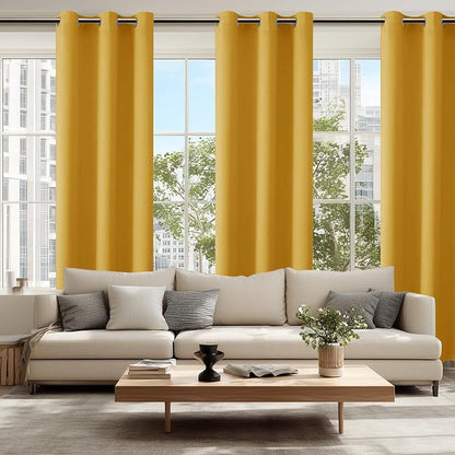 Blackout Curtains for Bedroom, Mustard Yellow 38 x 84 Inch 2 Panels | Thermal - Image 6