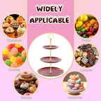 PinCute Cupcake Stand Holder - 3 Tier Cup Cake Dessert Stands, Plastic Tiered Serving Tray&Metal Rod for Birthday Party, Wedding, Tea Party, Baby Shower-Red