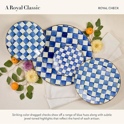 MACKENZIE-CHILDS Enamel Charger Plate, Charger Decoration for Dinner Plates or Home Decor, 12 Inches, Blue-and-White Royal Check, Set of 1