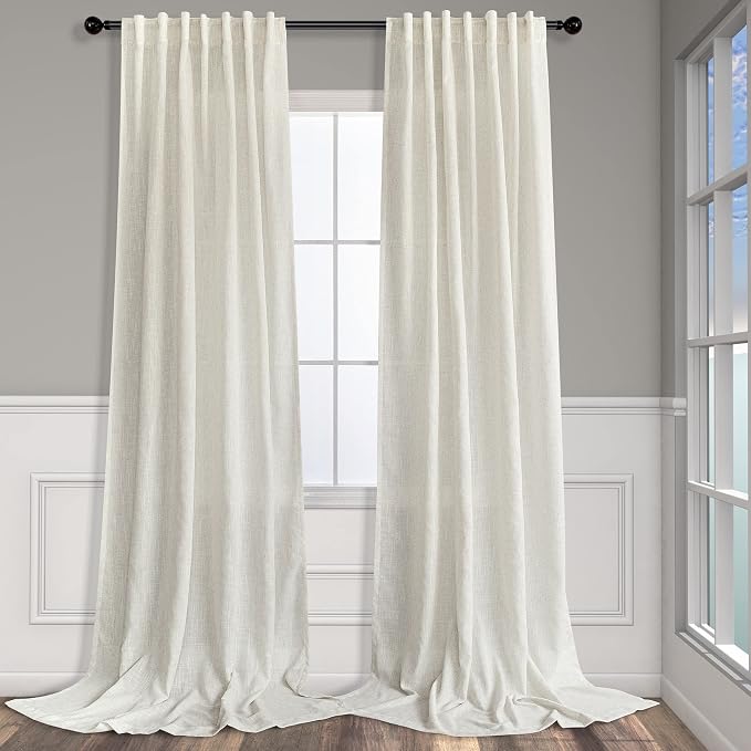 Ptialk Cream Linen Curtains 80 Inch Length by Pitalk