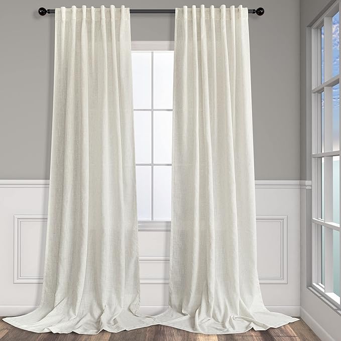 Pitalk Off White Linen Curtains 92 Inch Length 2 Panels by Pitalk