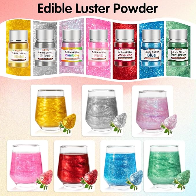 Edible Red Glitter for Drinks, Food Grade 10g Red Sprinkles Cake Decorating Supplies, Edible Luster Dust for Cocktail Beverages, Food Coloring Shimmer Powder for Baking,Cake Cupcakes Cookies Drinks Eggs Candy Strawberries Decorations,Halloween Christma...