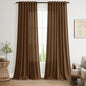 Tobacco Brown Linen Curtains 102 Inches Rod Pocket Back Tab Drapes 2 Panels Set by Nanspring