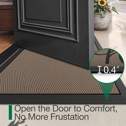 LUMI Outside Welcome Door Mat 17x30, Non-Slip Durable Rubber Easy Clean | Hello - Image 3