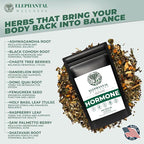 Elephantal Wellness Premium Hormone Herbal Tea | PCOS, Hormonal Balance & Mood Support with Chaste Berry, Shatavari, Dong Quai & Black Cohosh | Handmade, Non-GMO, Caffeine-Free Loose Leaf Blend – 4oz Loose Leaf, 40 Servings
