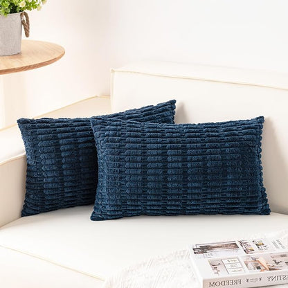 Aegero Pack of 2 Corduroy Decorative Throw Pillow Covers 12x20 Inch, Teal | by Unknown