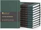 &And Per Se Dotted Journal Notebook (10 packs), A5 Hardcover Leather Bullet Dotted Journal, 160 Pages 100GSM Thick Paper, 3 Sheets of Stickers Included - 5.7'' x 8'' (Green)
