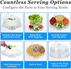 7 in 1 Multifunctional Acrylic Cake Stand with Lid & Cake Turntable for Decorating (12") - Turntable Decorating Kit Serving Salad Bowl/Veggie Platter/Punch Bowl/Desert Platter/Chips & Dip - BPA Free