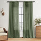 Forest Green Linen Curtains for Living Room 120 Inches Long Light Filtering by Nanspring