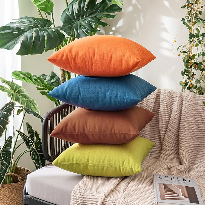 MIULEE Pack of 2 Decorative Outdoor Solid Waterproof Throw Pillow Covers Faux - Image 7