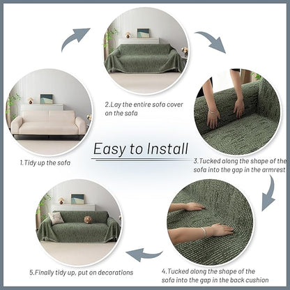 MYSKY HOME Loveseat Cover Moss Green Couch Cover Sectional Couch Covers - Image 7