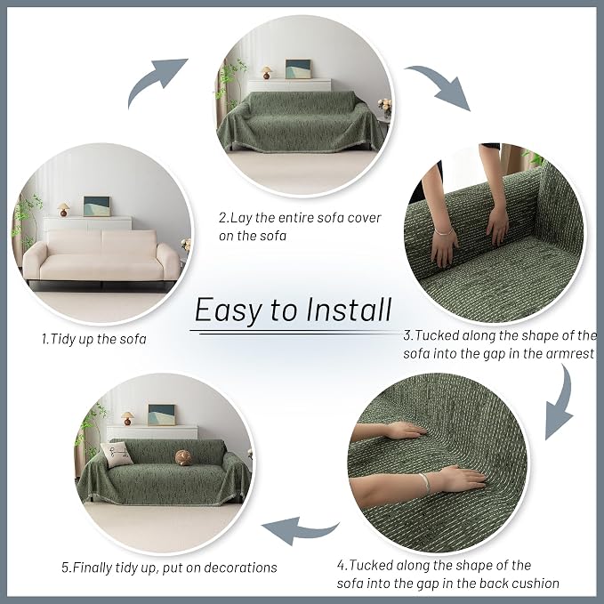 MYSKY HOME Couch Covers for 3 Cushion Couch Sofa, Sectional Couch Cover L Shape - Image 7