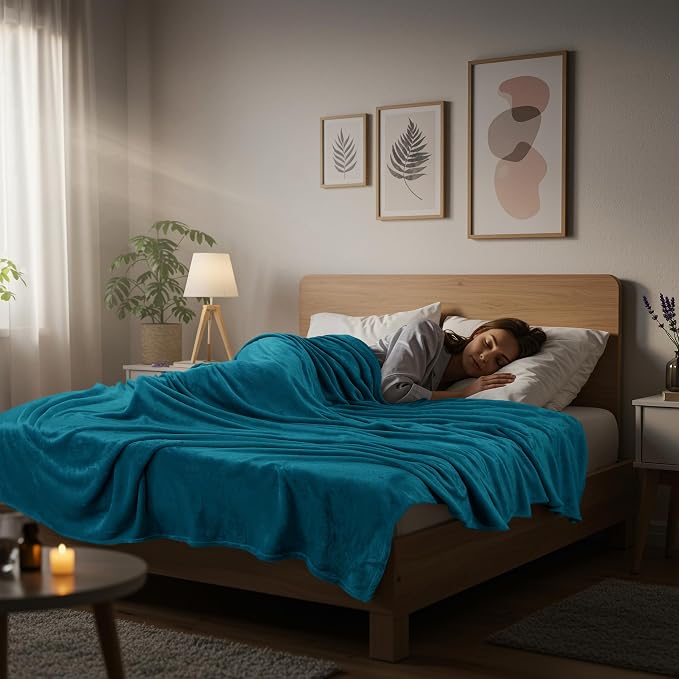 Utopia Bedding Soft Fleece Bed Blanket King Size Turquoise | Microfiber Plush - Image 6