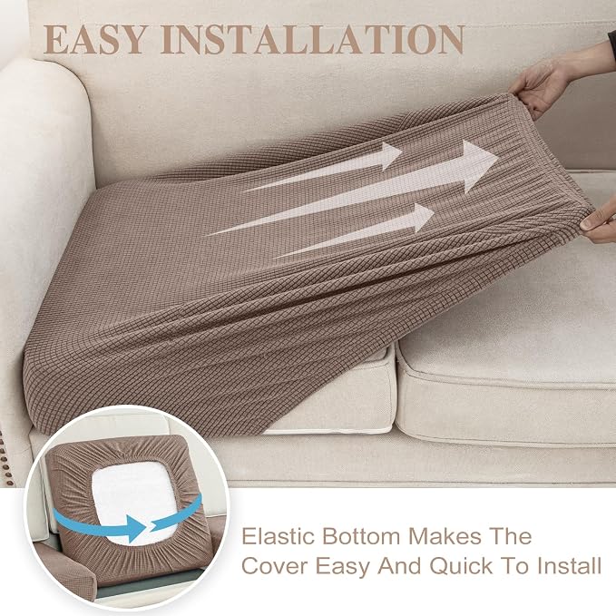 LA MEACK Couch Cushion Cover Chaise Lounge Cover Washable Separate Seat Chaise - Image 5