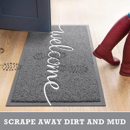 Grey Door Mat Welcome Mats Outdoor Indoor Doormat - Image 5