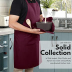 Native Fab 4 Piece Set - 2 Oven Mitts & 2 Potholders, Heat Resistant, 100% Cotton, Quilted Design, Non-Slip Grip, Machine Washable, Ideal for Baking, Cooking, BBQ, Kitchen Protection - Burgundy Wine
