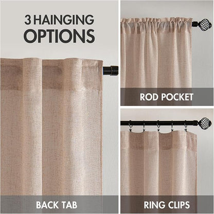 MIULEE Natural Beige Linen Curtains 52x84 Inch - Image 3