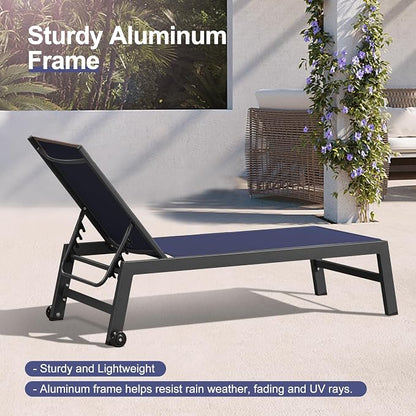 PURPLE LEAF Outdoor Patio Chaise Lounge Set 4 Pieces Pool Lounge Sunbathing - Image 6