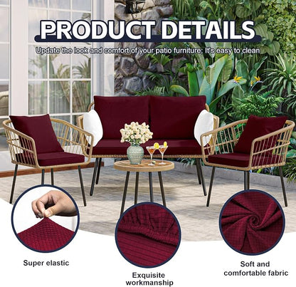 8Pcs Patio Cushion Covers, Outdoor Stretch Cushion Covers, Washable | Stretch - Image 3