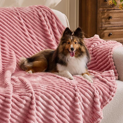 BEDELITE 3D Ribbed Jacquard Pink Blankets Queen Size - Image 4