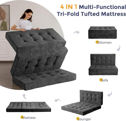 MAXYOYO 6" Folding Sofa Bed for Floor, Tufted Tri-Fold Floor Mattress - Image 5