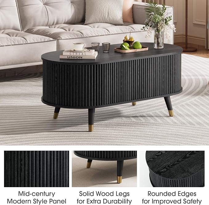 JOINICE 42.5" Oval Lift Top Coffee Table - Image 4
