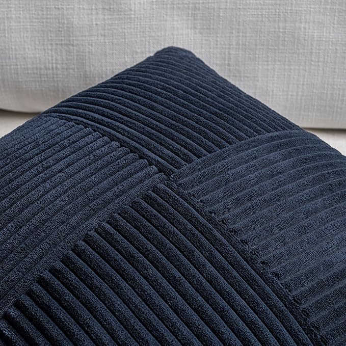 Fancy Homi 2 Packs Navy Blue Decorative Throw Pillow Covers 16x16 Inch - Image 3