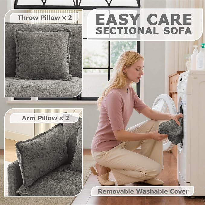 78" Modular Sectional Sofa, Cloud Couch Loveseat Sofa, Deep Seat Washable - Image 6