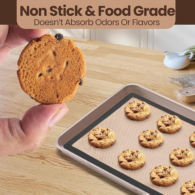 Generic Silicone Baking Mat Set of 6 - Non-Stick, Reusable, Heat Resistant, Gray Color - Perfect for Baking, Cooking, Rolling Dough, and Pastry - Easy to Clean, Durable Kitchen Mats, Multi Sizes