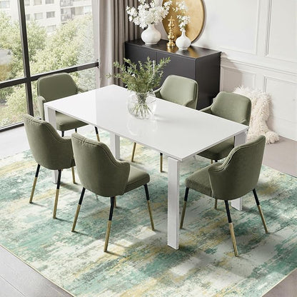 Rugflix 5x7 Area Rugs for Living Room, Washable Light Green Large Rug | Machine - Image 3