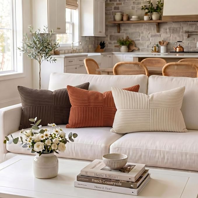 Fancy Homi 2 Packs Rust Long Lumbar Decorative Throw Pillow Covers 16x24 Inch - Image 2