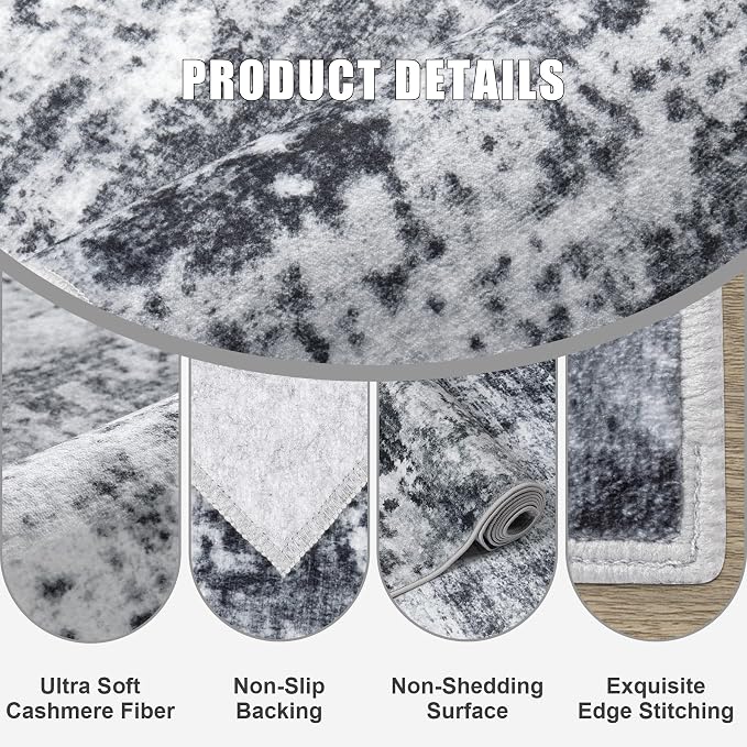 6x9 Area Rug Living Room Rug: Washable Modern Abstract Soft Thin Rug Indoor - Image 6