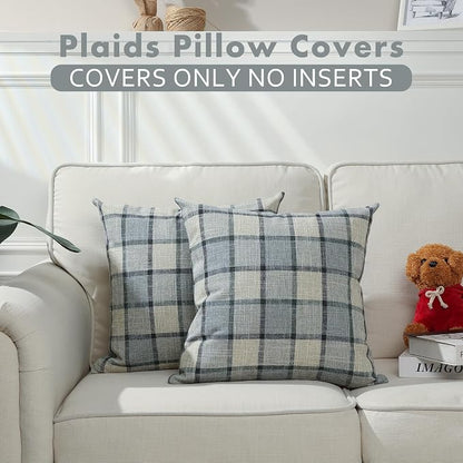 Stellhome Pack of 2 Linen Buffalo Check Throw Pillow Covers Farmhouse Plaid - Image 5