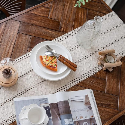 Macrame Table Runner Cream Beige Boho Table Runners - Image 2