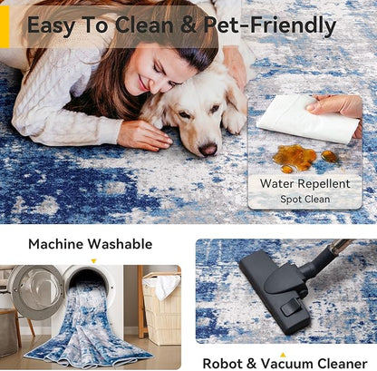 RELEANY Washable Runner 2'6"x12' Abstract Area Rug - Image 3