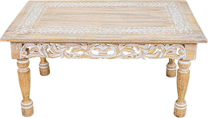 Rectangular Wooden Coffee Table 36x24x18 Inch – Beige Finish - Image 4