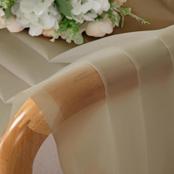Taupe Sheer Curtains 96 Inches Long 2 Panels - Image 7