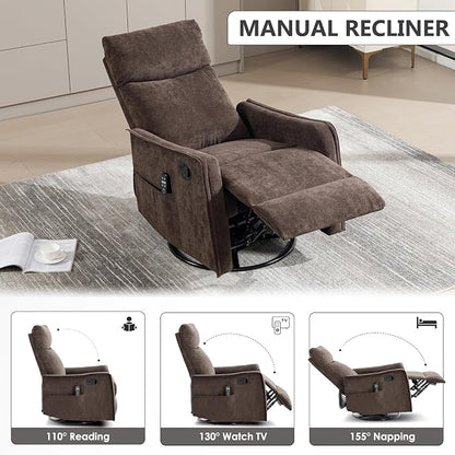 Trustyue Swivel Rocker Recliner Chair, 360° Swivel Recliner - Image 6