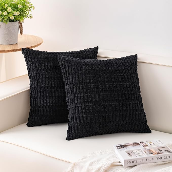 Aegero Pack of 2 Corduroy Decorative Throw Pillow Covers 22x22 Inch by Unknown