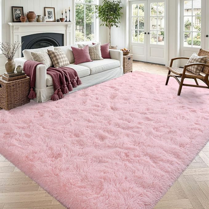 4x6 Pink Fluffy Soft Area Rug Non-Slip by ModernHomeDecor