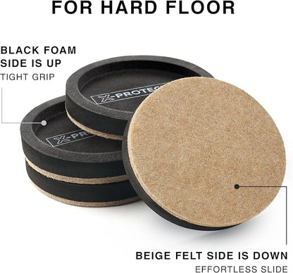 Felt Furniture Sliders for Hardwood Floors X-PROTECTOR 8 PCS 4 3/4” - Image 3