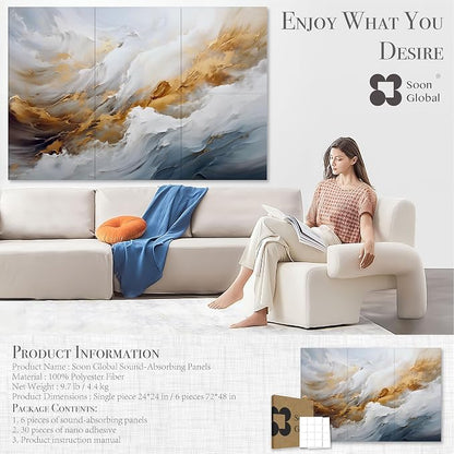 Soon Global Acoustical Wall Panels, 72 X 48 Inches Art Acoustic Panels - Image 4