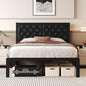 Fluest Full Bed Frame with Headboard PU Leather Upholstered Bed Frame Platform by Fluest