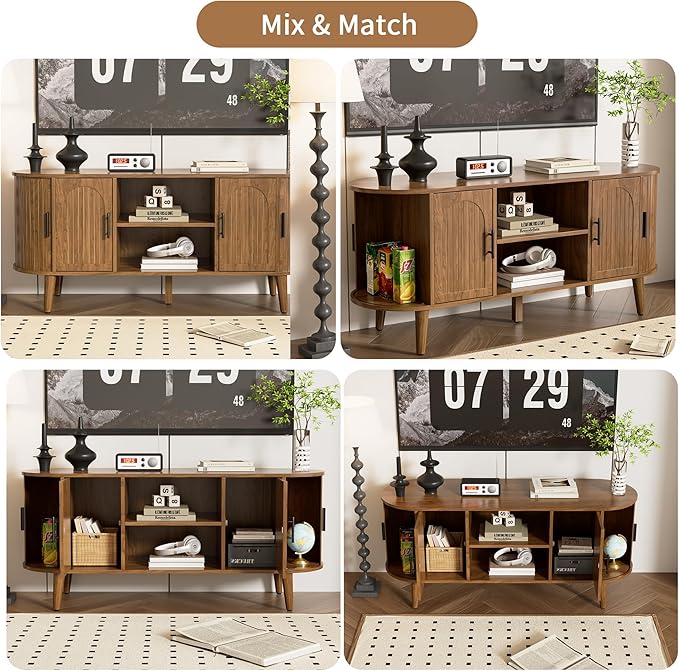 Mxtxmy 51" Fluted TV Stand, Mid-Century Modern Entertainment Center - Image 6