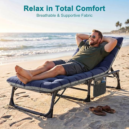 ABORON 2PK Heavy Duty Tanning Chair, 5-Gear Outdoor Folding Chaise Lounge Chair - Image 2