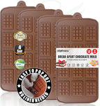 Break-Apart Chocolate Molds, Non-Stick Silicone Chocolate Bar Mold, Food Grade Candy Bar Mold, Perfect for Energy Bar, Cocoa Mini Bar, Basic Bites - 4 Pack