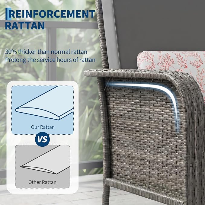 Garvee Outdoor Wicker Chairs, 2 Pieces Patio Furniture Set, All Weather High - Image 3